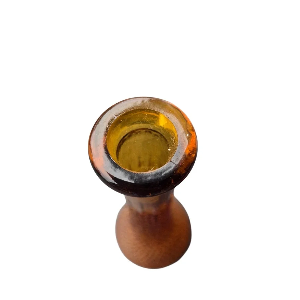 Amber Glass Genie Bottle Vase Diamond Point Hobnail Mid Century Modern 16in